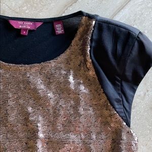 Ted Baker Rose Gold and Black Sequin Top